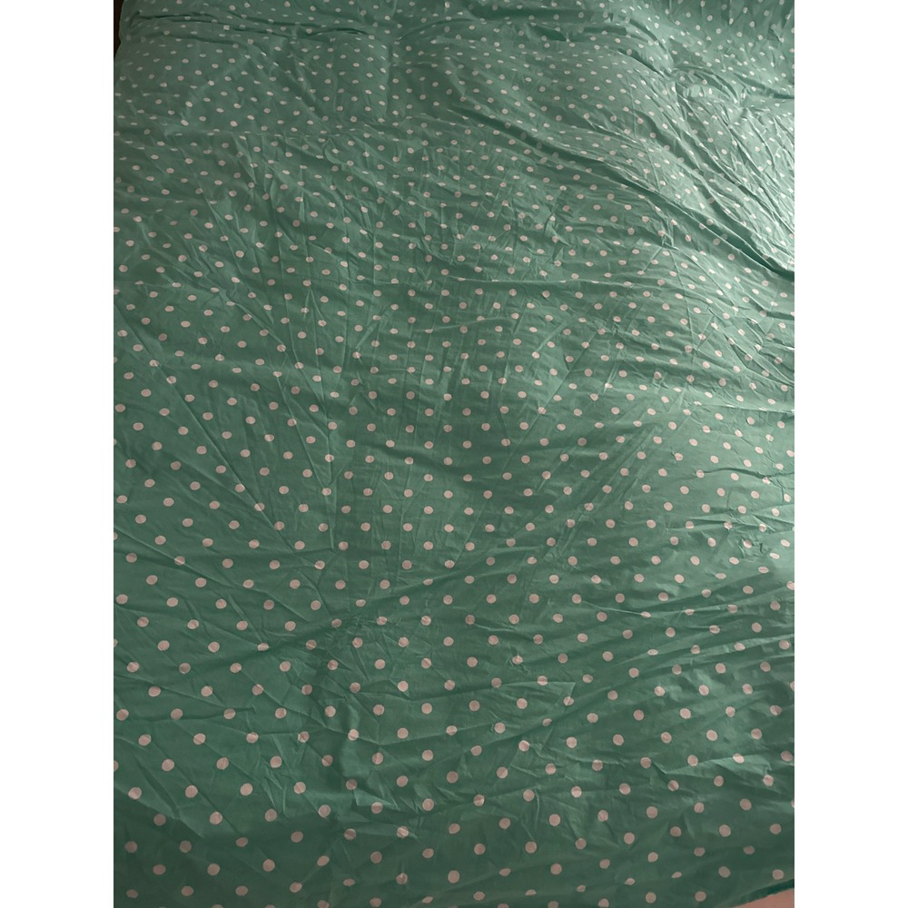 PBteen Pottery Barn Teal Polka Dot Organic Cotton Full Sheet Set No Pillowcases